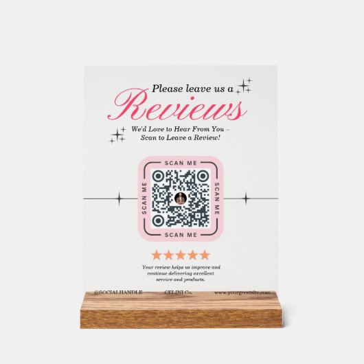 Klant Review Custom - Roze Vrouwelijke QR Code Acryl Bord (Voorkant)