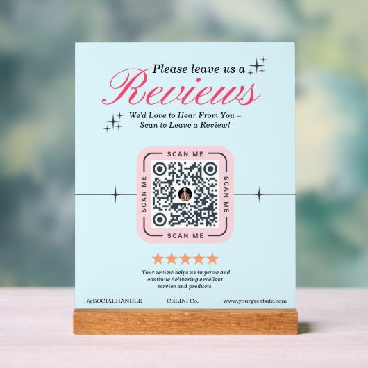 Klant Review Custom - Roze Vrouwelijke QR Code Acryl Bord (Neutraal)