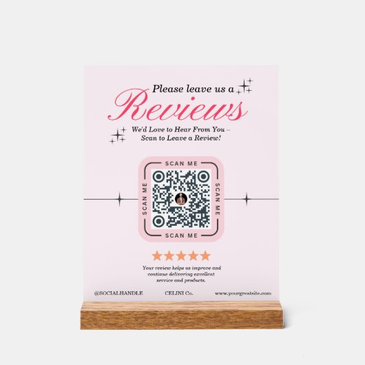 Klant Review Custom - Roze Vrouwelijke QR Code Acryl Bord (Voorkant)