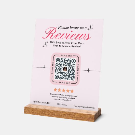 Klant Review Custom - Roze Vrouwelijke QR Code Acryl Bord (Hoek)