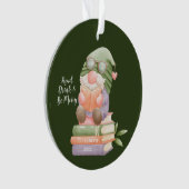 Klant Schattige Gnome Leesboek Monogrammed Ornament (voorkant)