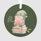 Klant Schattige Gnome Leesboek Monogrammed Ornament (achterkant)