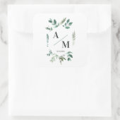 Klant-specifiek Monogram Bladerig Vierkante Sticker (Tas)