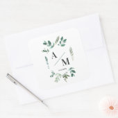 Klant-specifiek monogram bladrijk vierkante sticker (Envelop)
