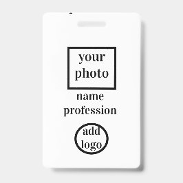 klant specifieke personeelsfoto, barcode, logo, na badge