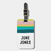 KLANT, standaard eenvoudige strepen, kleurrijk Bagagelabel (Voorkant verticaal)