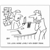 Klant vleit pub-barmeisje cartoon. sticker (Voorkant)
