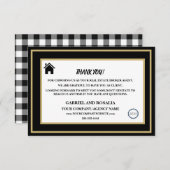 Klant voor Black & White Real Estate Broker Agent Bedankkaart (Voorkant / Achterkant)