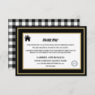 Klant voor Black & White Real Estate Broker Agent Bedankkaart