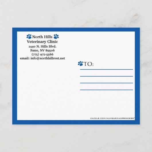 Klant voor diergeneeskundig bedrijf briefkaart (Achterkant)