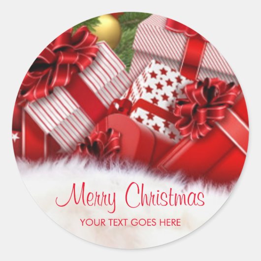 Klant Vrolijk Kerstmis Tekst Geschenken Sjabloon Ronde Sticker (Voorkant)