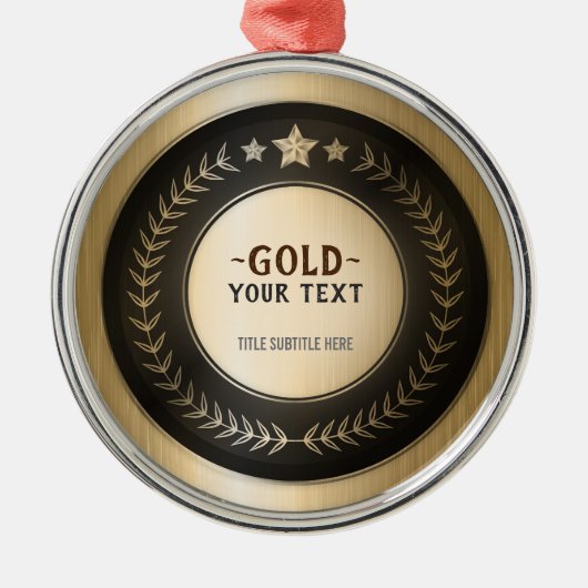 KLANTAFDRUKDIJMEDAL Gold #1 Champion EDITABLE Metalen Ornament (Voorkant)