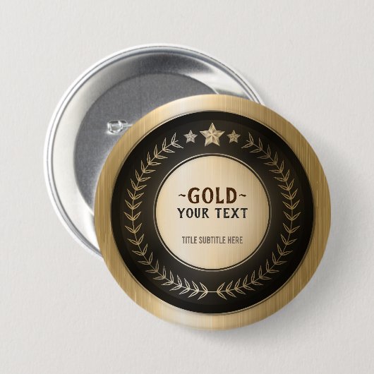 KLANTAFDRUKDIJMEDAL Gold #1 Champion EDITABLE Ronde Button 7,6 Cm (Voorkant /achterkant)