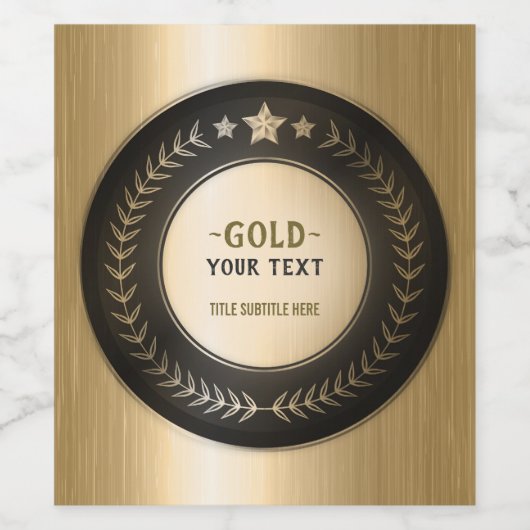 KLANTAFDRUKDIJMEDAL Gold #1 Champion EDITABLE Wijn Etiket (Enkel label)