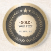 KLANTAFDRUKDIJMEDAL Gold #1 Champion EDITABLE Zandsteen Onderzetter (Voorkant)