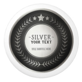 KLANTAFDRUKDIJMEDAL Silver Champion EDITABLE Keramische Knop