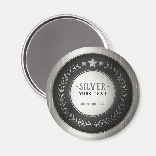 KLANTAFDRUKDIJMEDAL Silver Champion EDITABLE Magneet (Voorkant / Achterkant)