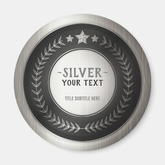 KLANTAFDRUKDIJMEDAL Silver Champion EDITABLE Magneet (Voorkant)