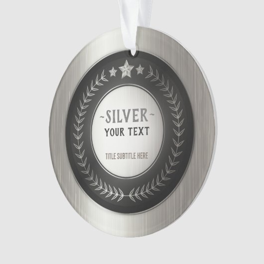 KLANTAFDRUKDIJMEDAL Silver Champion EDITABLE Ornament (voorkant)