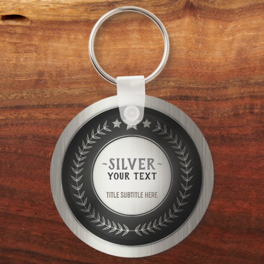 KLANTAFDRUKDIJMEDAL Silver Champion EDITABLE Sleutelhanger (Voorkant)