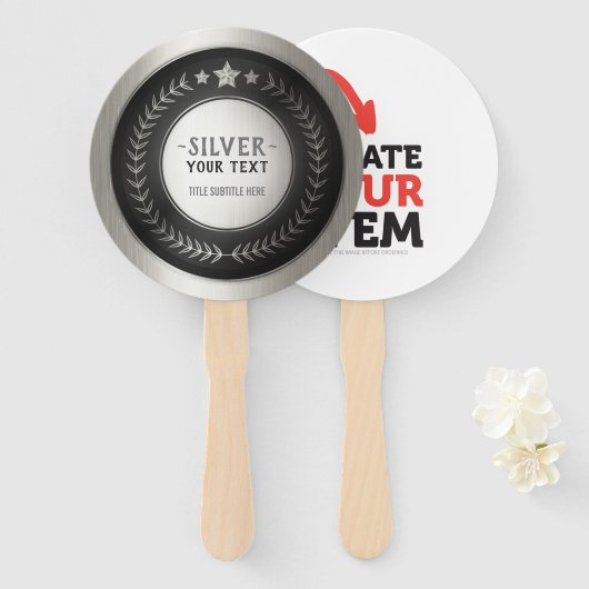 KLANTAFDRUKDIJMEDAL Silver VOEGT UW LOGO TOE Handwaaier (Voorkant en achterkant)