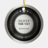 KLANTAFDRUKDIJMEDAL Silver VOEGT UW LOGO TOE Keramisch Ornament (Voorkant)