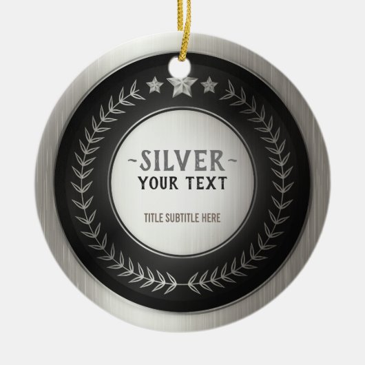 KLANTAFDRUKDIJMEDAL Silver VOEGT UW LOGO TOE Keramisch Ornament (Voorkant)