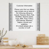 Klantallergie-informatie Poster (Keuken)