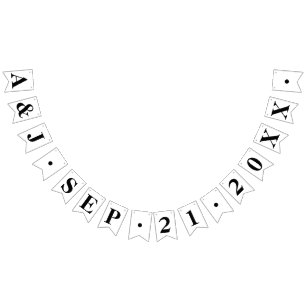 KLANTBRIDE+GROOM-INITIALEN MET WEDINGSDATUM VLAGGETJES