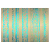 Klante Blauwgroen Turquoise Tribal Pattern on Gold Tafelkleed (Voorkant (Horizontaal))