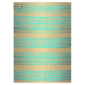 Klante Blauwgroen Turquoise Tribal Pattern on Gold Tafelkleed (Voorkant)