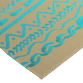 Klante Blauwgroen Turquoise Tribal Pattern on Gold Tafelkleed (Gekanteld)