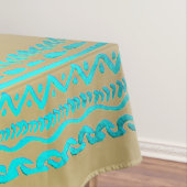 Klante Blauwgroen Turquoise Tribal Pattern on Gold Tafelkleed (Voorbeeld)