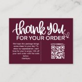 Klanten Bedankt Pakket Inlay QR Code Coupon Visitekaartje (Voorkant)