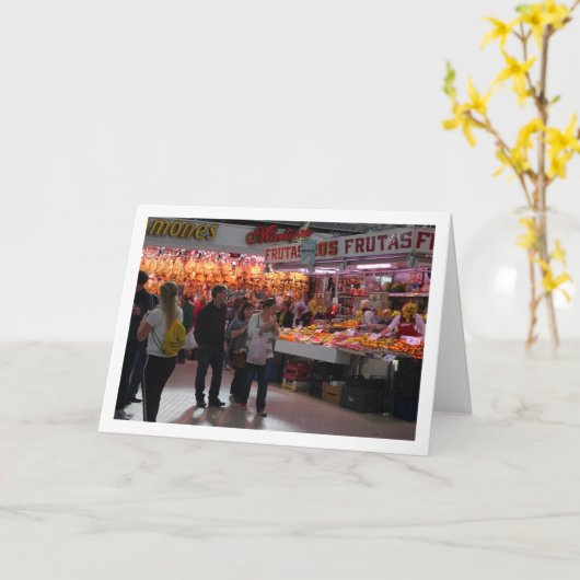 Klanten bij de Mercado Central, Valencia, Spanje Kaart (Gele Bloem)