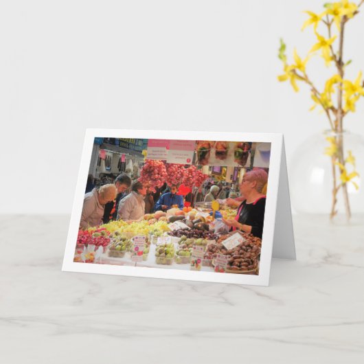 Klanten bij de Mercado Central, Valencia, Spanje Kaart (Gele Bloem)