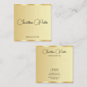 Klanten Calligrafie Script Faux Gold Sjabloon Vierkante Visitekaartje (Voorkant / Achterkant)