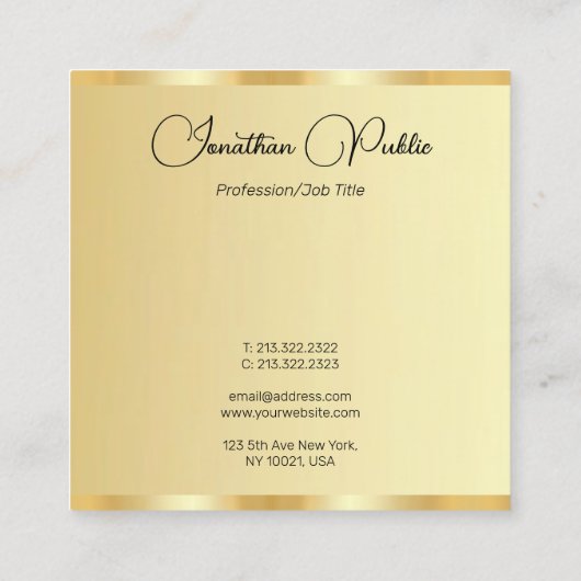 Klanten Calligrafie Script Faux Gold Sjabloon Vierkante Visitekaartje (Achterkant)