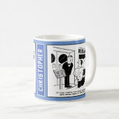 Klanten in een restaurant vragen naar de chef-kok. koffiemok (Voorkant rechts)