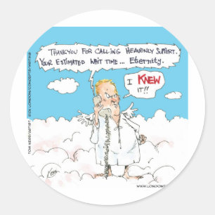 Klanten Service In De Hemel Grappige Kaarten Mokke Ronde Sticker