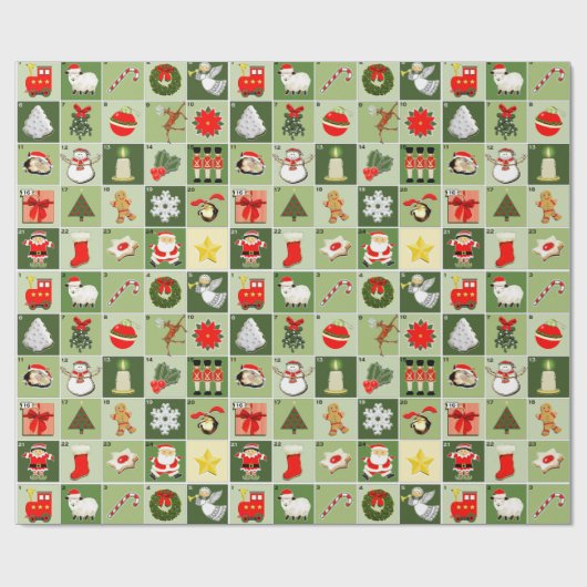 Klantenaftellen voor kerstadvertentiekalender cadeaupapier (Vlak)