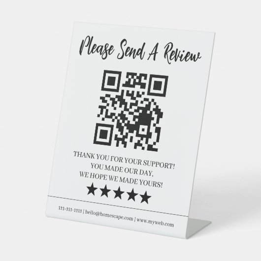 Klantenbeoordeling QR-code feedbackdisplayvoetstuk Reclamebord Met Voetstuk (Voorkant)