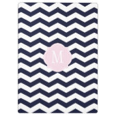 Klantenbord van Navy Blue & White Chevron Klembord (Achterkant)