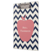 Klantenbord van Navy Chevron Coral Apple Klembord (Links)