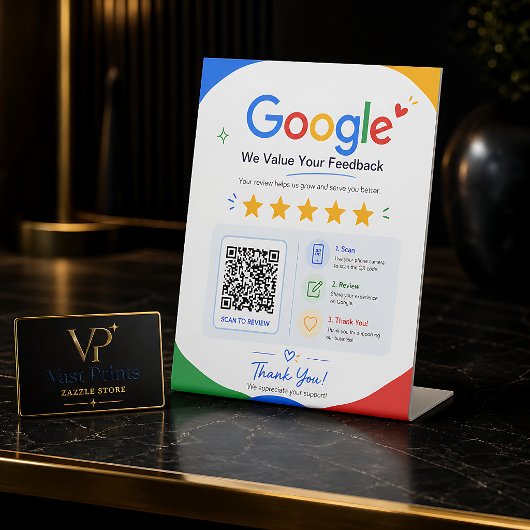 Klantenfeedback Google Review QR-code Reclamebord Met Voetstuk