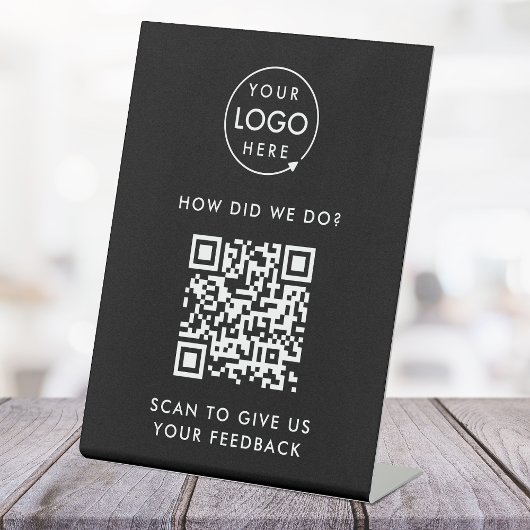 Klantenfeedback QR Code Business Rating Black Reclamebord Met Voetstuk