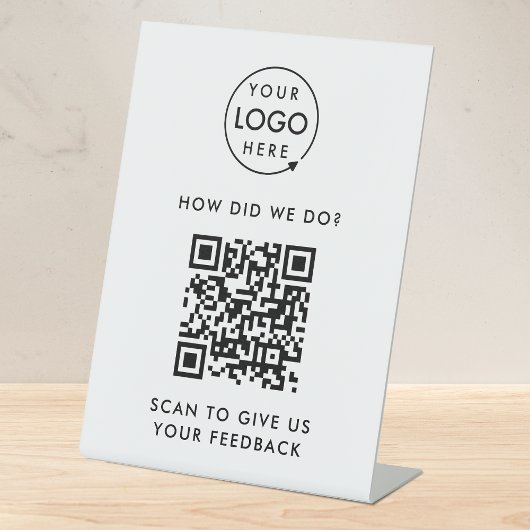 Klantenfeedback QR Code Review Business Rating Reclamebord Met Voetstuk