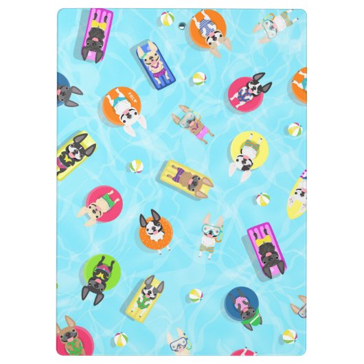 Klantenkaart voor Frenchie Pool Party Klembord (Achterkant)