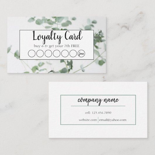 Klantenkaartje (Voorkant / Achterkant)