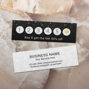 Klantenkaartje   Modern Black Glitter 6 Punch